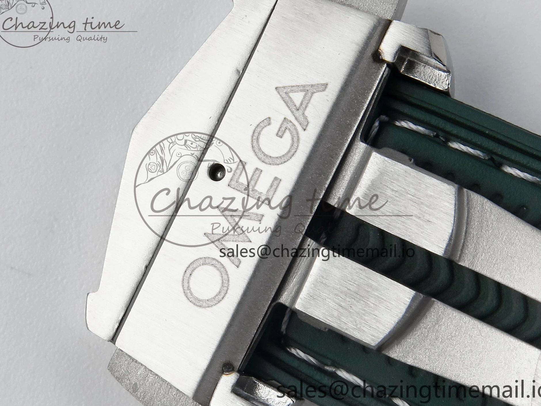 0401 Bold Seamaster Planet Ocean 600M 43.5mm SS SCF 1:1 Best Edition Green Bezel Gray Dial on Green Rubber Strap A8900 Super Clone 7666